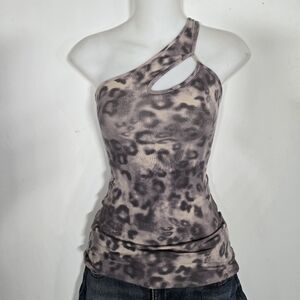 Guess Leopard Print One-Shoulder Top